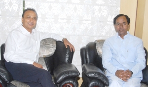 Chairman of Reliance Group Anil Ambani with Telangana CM KCR