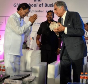 Telangana CM KCR with Tata Sons chairman emeritus Ratan Tata